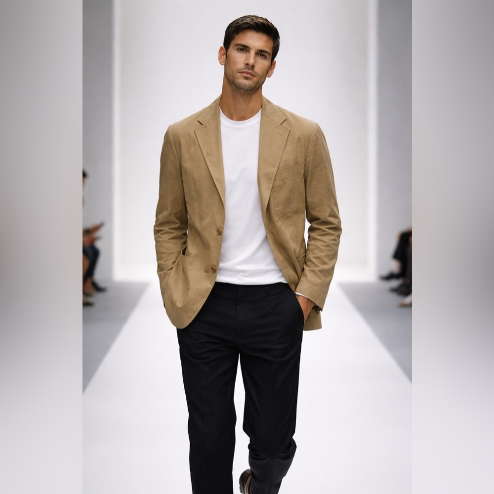 Helmut Lang Minimal Tan Blazer Mens  Lightweight Quiet Luxury Jacket S. 46